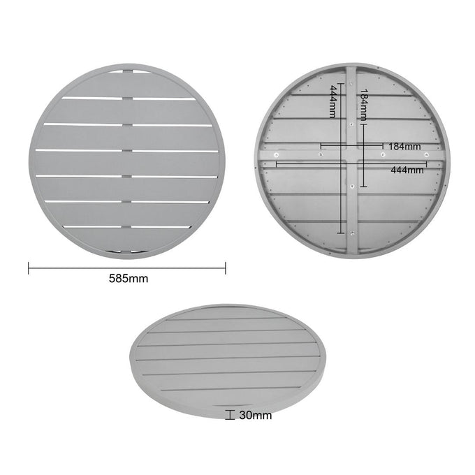 Plateau de table rond en aluminium gris clair 580 mm - Bolero