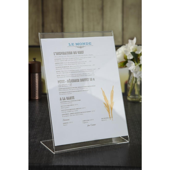 Protège-menus incliné en acrylique A4 - Olympia