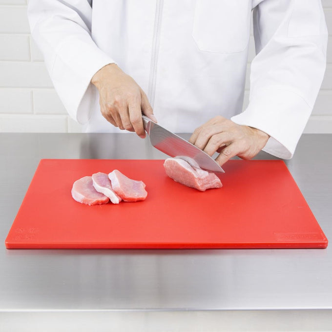 Planche à découper antibactérienne basse densité rouge - L 450 x P 300 x H 10 mm - Hygiplas