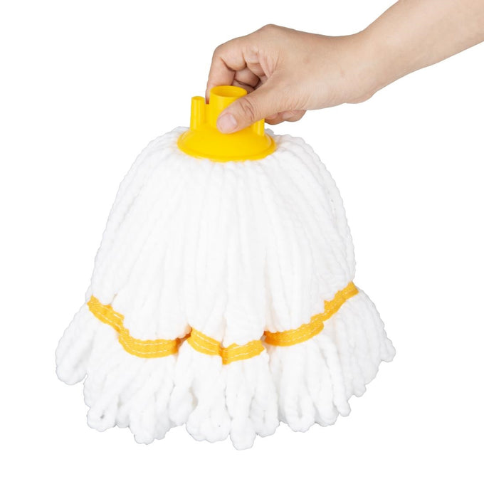 Tête serpillière en microfibre bande jaune 150 g - Jantex