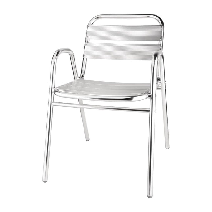 Fauteuils empilables en aluminium avec accoudoirs (lot de 4) - Bolero