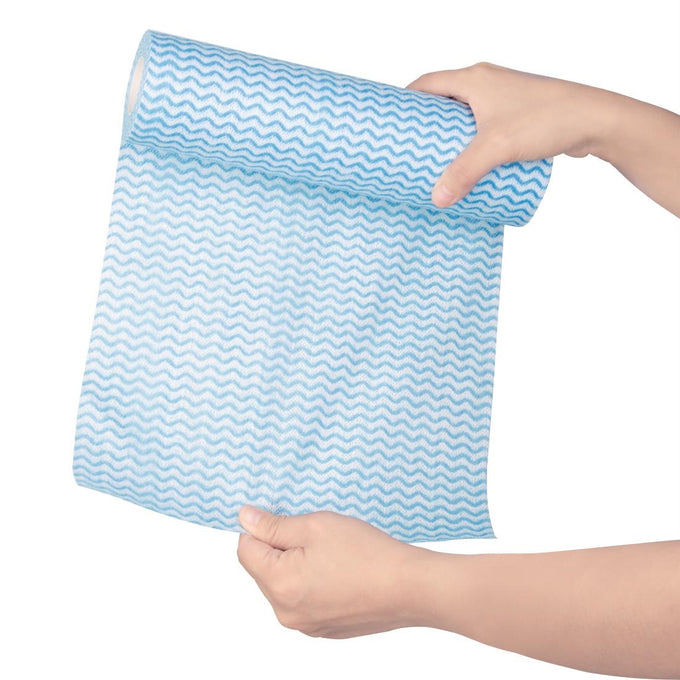 Chiffons non tissés bleus (rouleau de 100 chiffons) - Jantex
