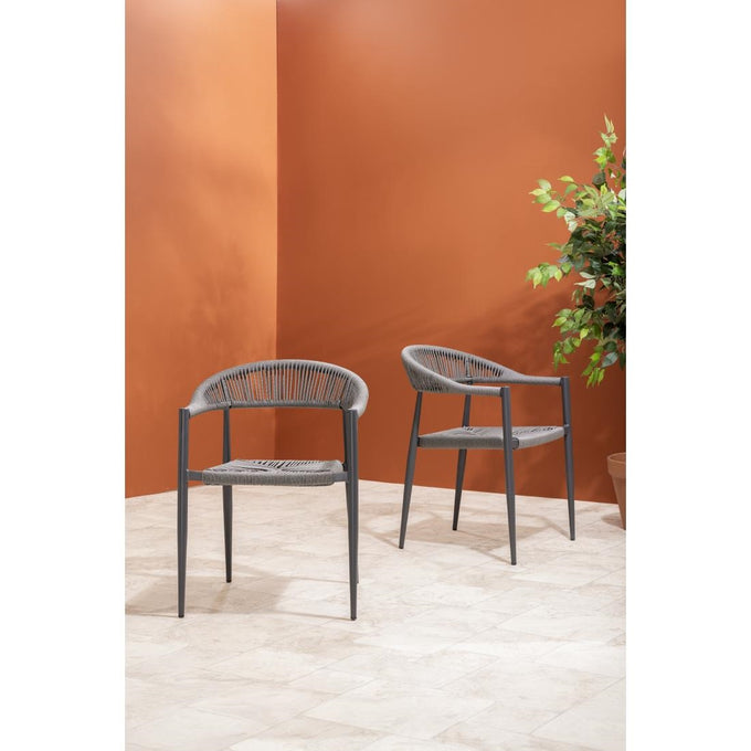 Fauteuils d'extérieur en rotin PE tressé Eden anthracite (lot de 4) - Bolero