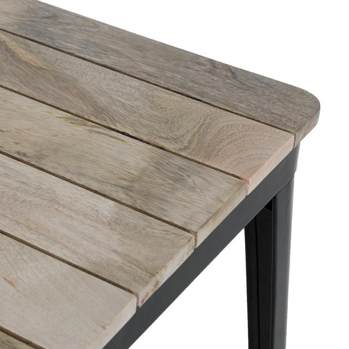 Table à manger à plateau à lattes en bois de manguier et piètement noir Bistro 650 mm - Bolero