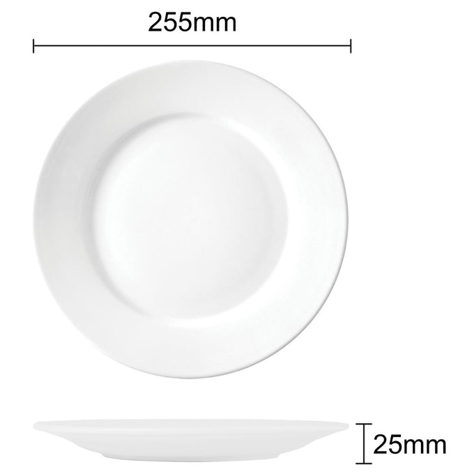 Assiettes blanches à bord large Athena 254 mm (lot de 12) - Olympia