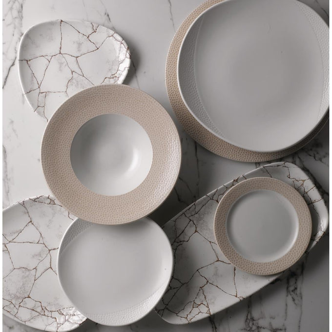 Assiettes triangulaires Studio Prints Kintsugi Agate Grey Lotus 254 mm (lot de 12) - Churchill