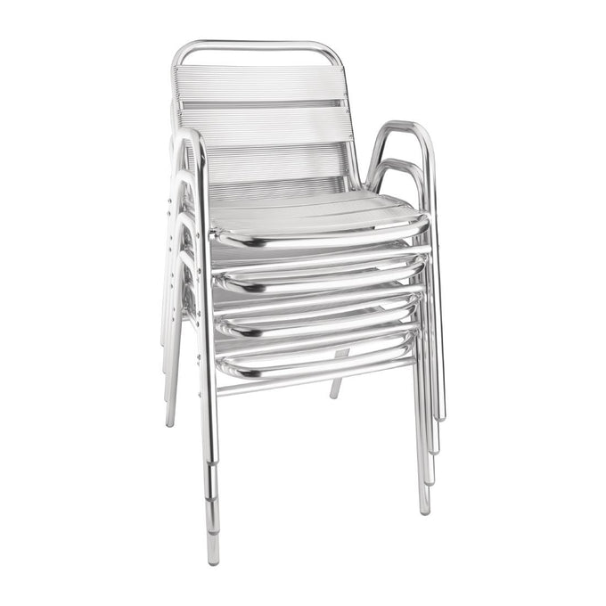 Fauteuils empilables en aluminium avec accoudoirs (lot de 4) - Bolero