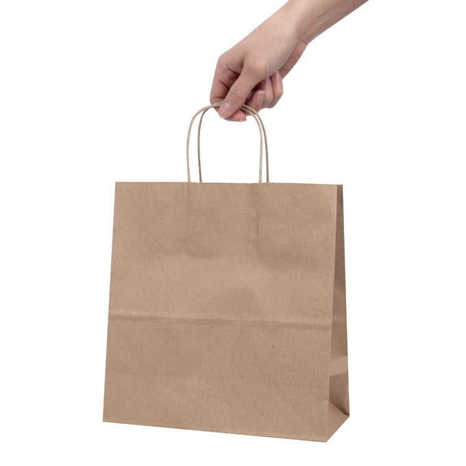 Sacs moyens en papier avec poignée torsadée marron (lot de 250) - Fiesta Recyclable