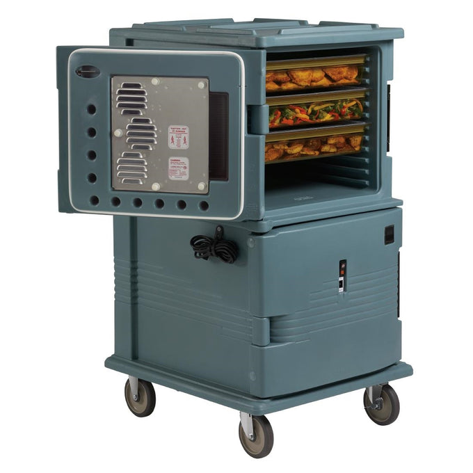 Chariot isotherme avec portes chauffantes Ultra Camcart UPCH1600 bleu ardoise - Cambro