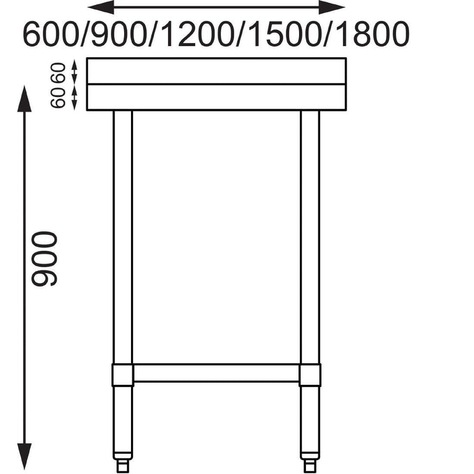Table de préparation avec rebord en acier inoxydable 1800 × 600 mm - Vogue