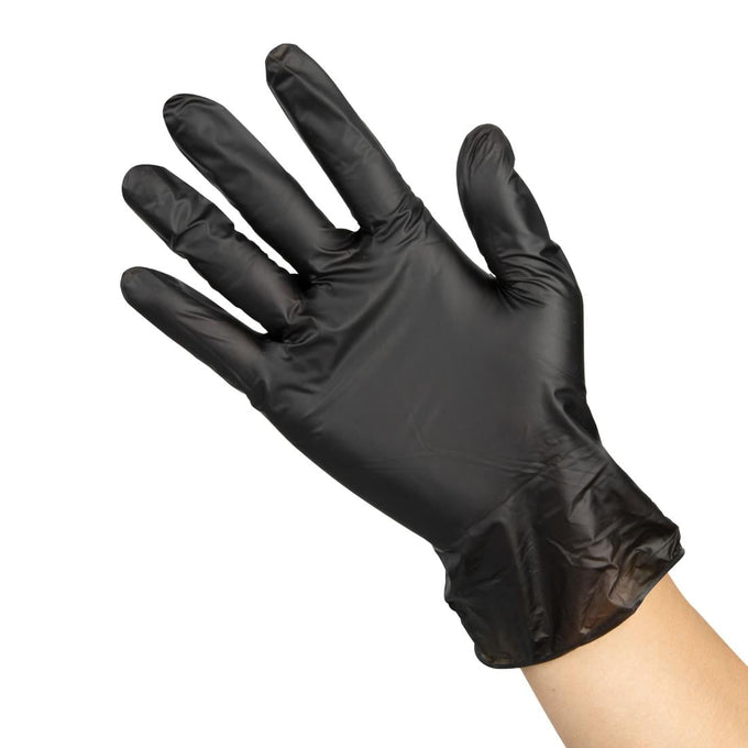 Gants vinyle non poudrés noirs (lot de 100) - Hygiplas