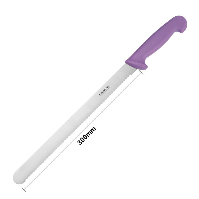 Couteau à génoise dentelé violet 30,5 cm - Hygiplas
