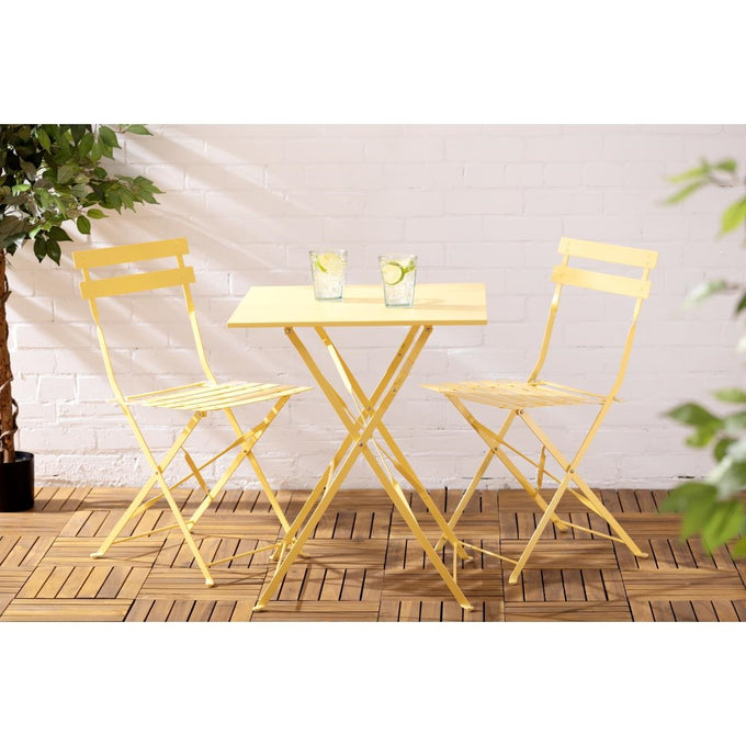 Chaises de terrasse pliantes en acier Perth jaunes (lot de 2) - Bolero