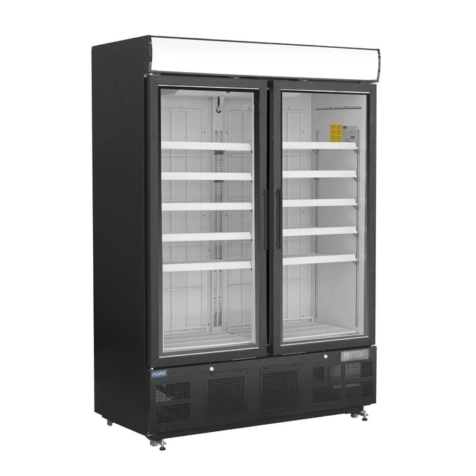 Vitrine réfrigérée négative avec caisson lumineux Série G 920 L noire - Polar
