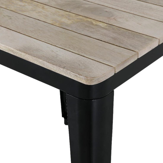 Table à manger à plateau à lattes en bois de manguier et piètement noir Bistro 650 mm - Bolero
