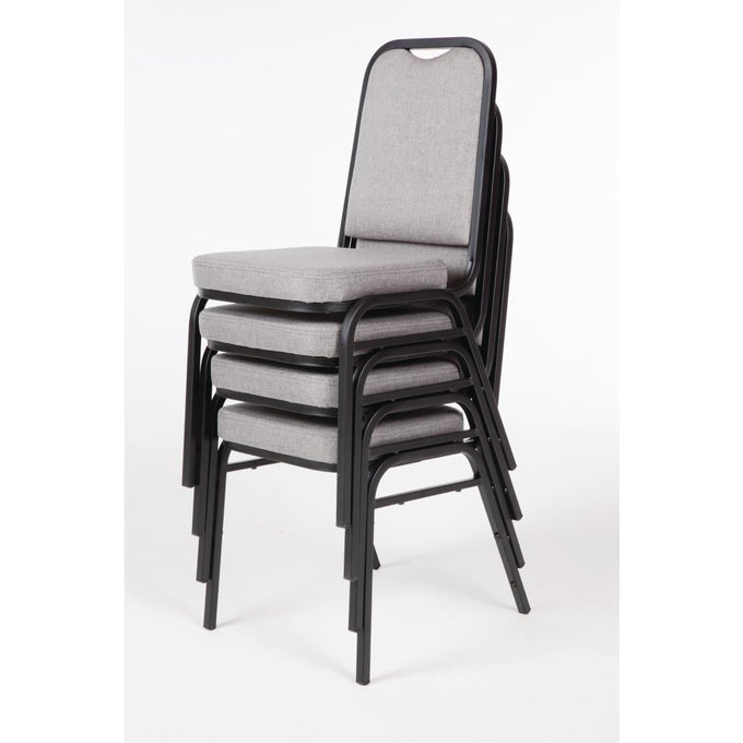 Chaise de banquet avec dossier carré et tissu gris lot de 4 - Bolero