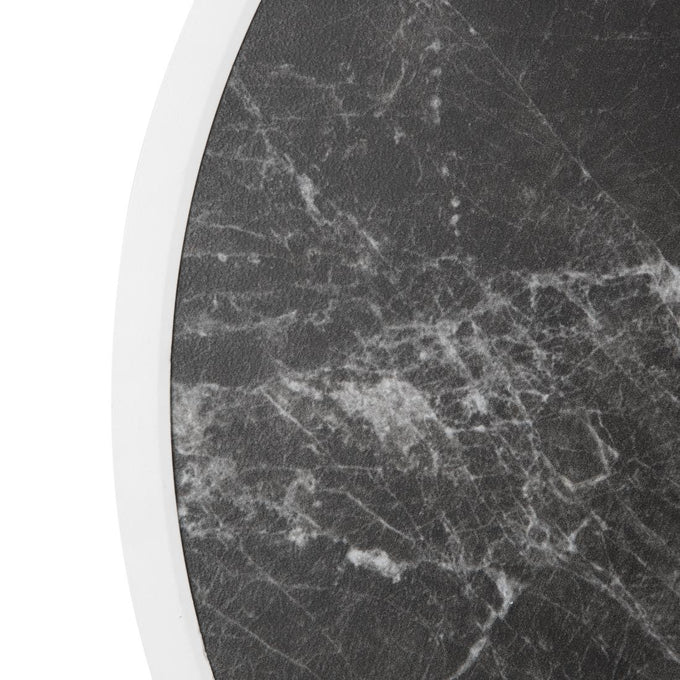 Plateau de table extérieur rond en verre trempé effet granit foncé bord blanc 580 mm - Bolero