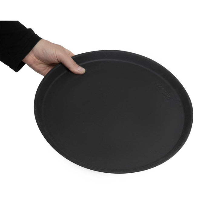 Plateau de service rond fibre de verre antidérapant Camtread noir 35,5 cm - Cambro