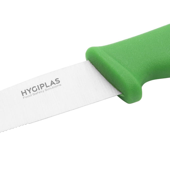 Couteau dentelé vert 105 mm - Hygiplas