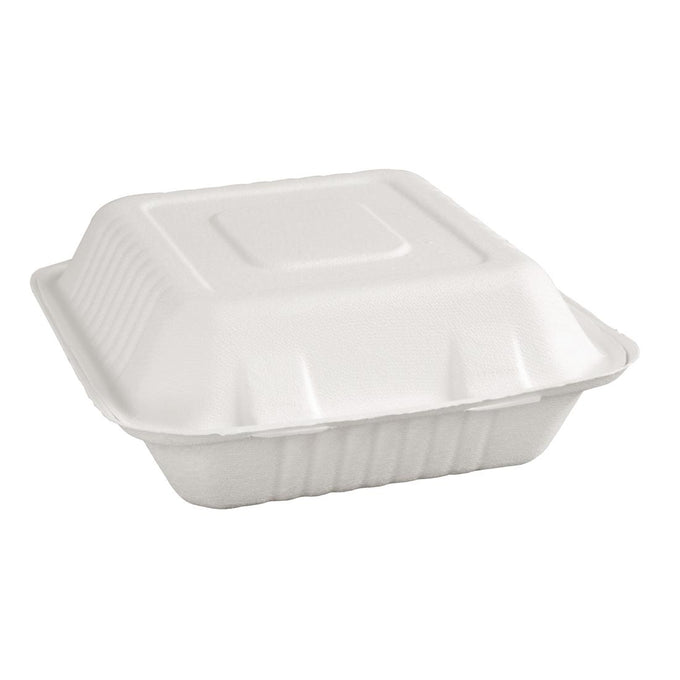 Boîtes avec couvercle à charnière Recyclables en bagasse Recyclable 223 mm (lot de 200) - Fiesta Compostable
