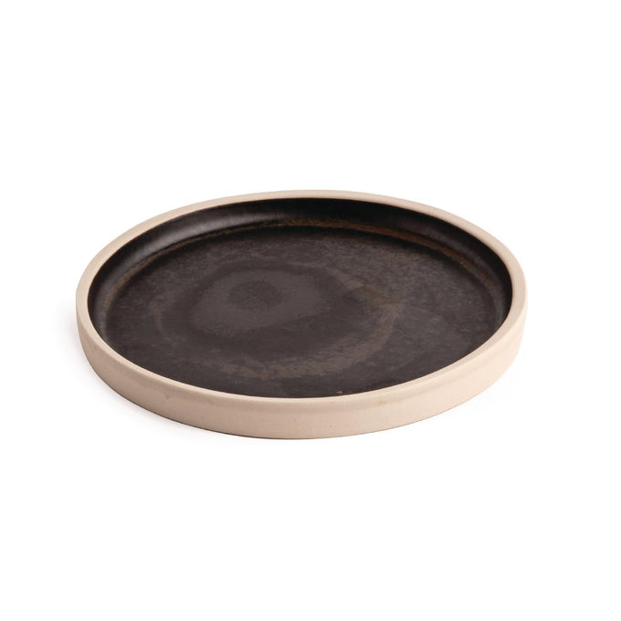 Assiettes plates bord droit noir mat Canvas 180 mm (lot de 6) - Olympia