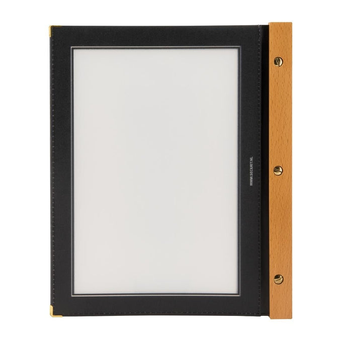 Protège-menu en bois noir A4 - Securit