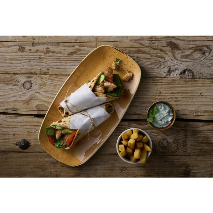 Assiettes oblongues Stonecast Tangerine Chefs' No. 3 (298 × 153 mm) (lot de 12) - Churchill