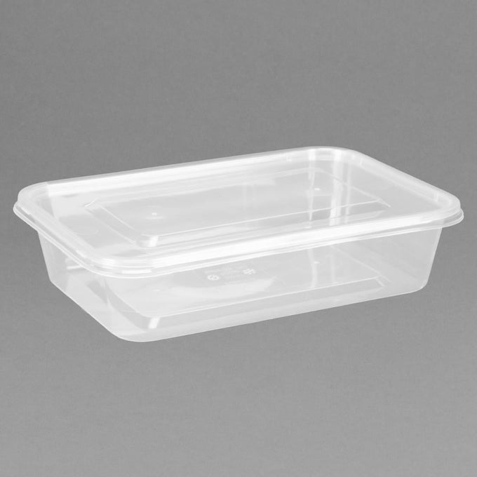 Petites boîtes en plastique micro-ondables avec couvercles 500 ml (lot de 250) - Fiesta Recyclable