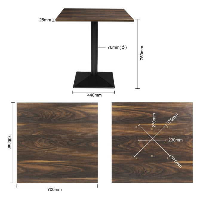 Table carrée Complete effet bois foncé 700 mm - Bolero