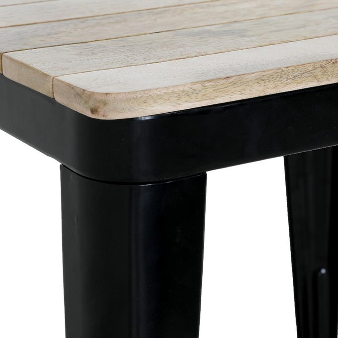 Table à manger à plateau à lattes en bois de manguier et piètement noir Bistro 650 mm - Bolero
