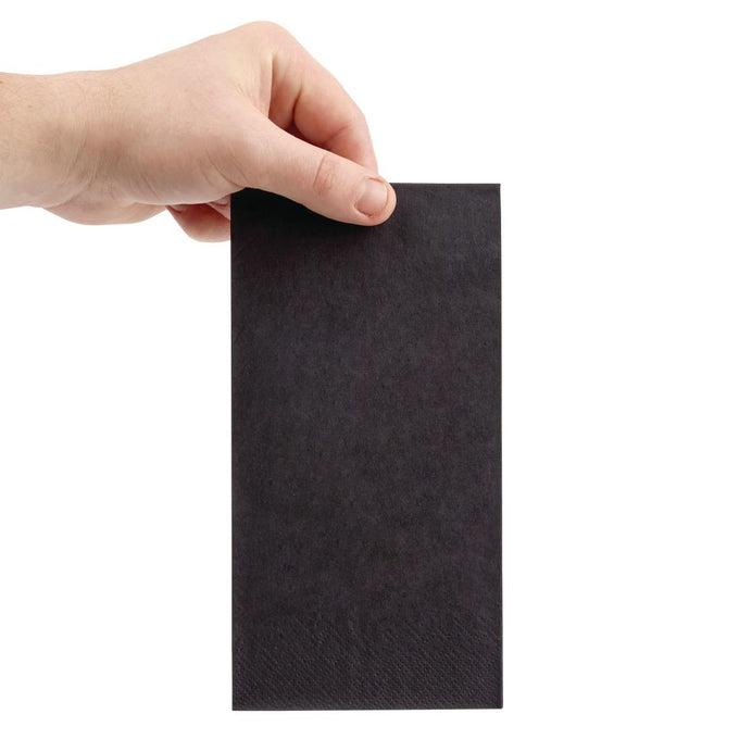 Serviettes diner 3 plis noires 40 × 40 cm pliage 1/8 (lot de 1000) - Fiesta Recyclable