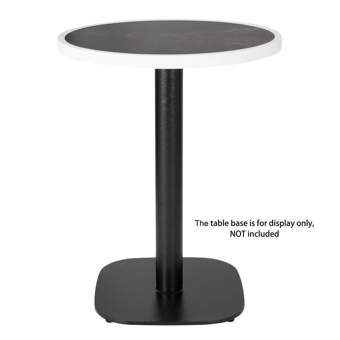 Plateau de table extérieur rond en verre trempé effet granit foncé bord blanc 580 mm - Bolero