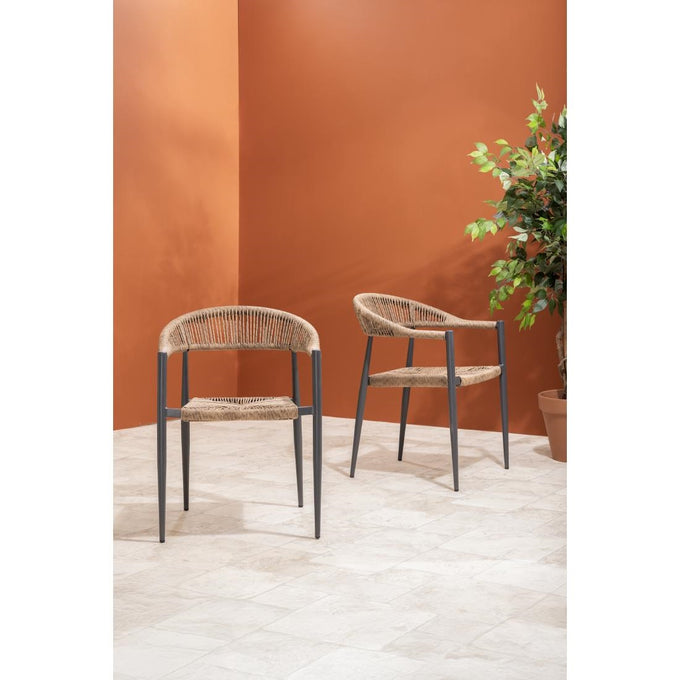 Fauteuils d'extérieur en rotin PE tressé Eden naturels (lot de 4) - Bolero
