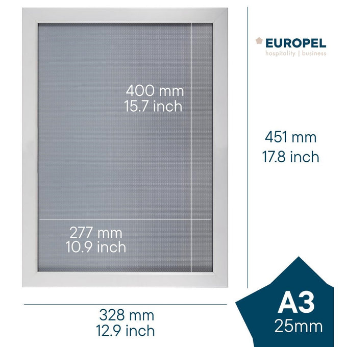 Cadre clipsable Europel A3 25 mm blanc mat - DTM Primera