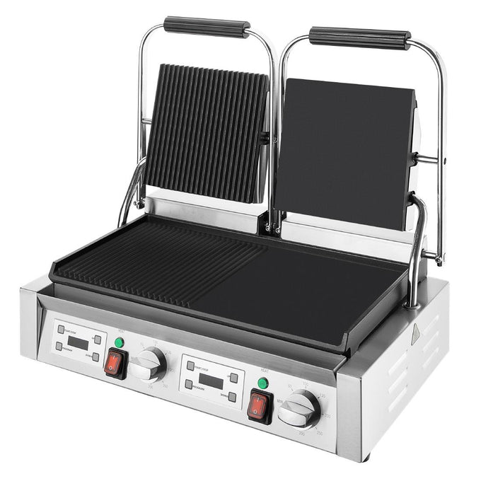 Grill panini - Gril de contact double plaques plates et rainurées - L 570 x P 310 x H 200 mm - Buffalo