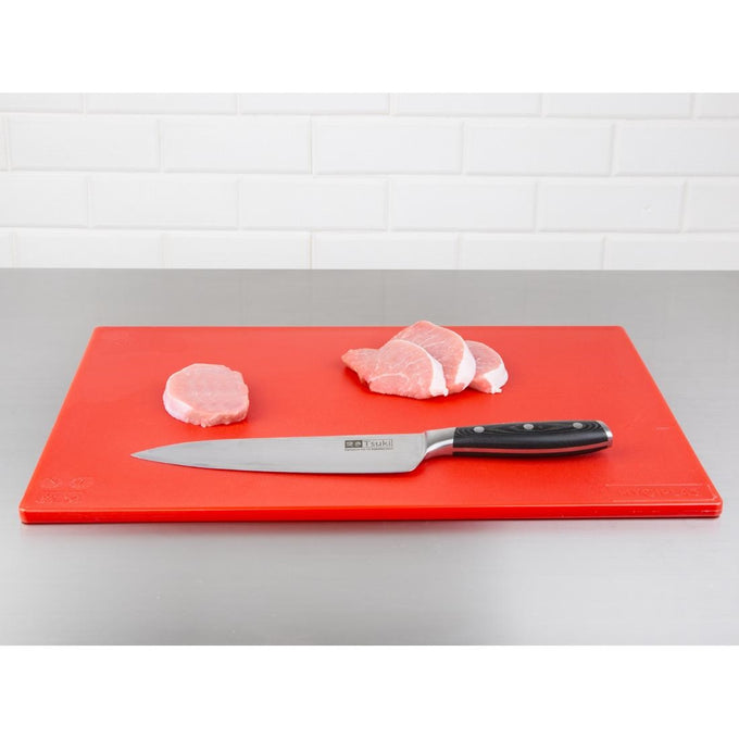 Planche à découper antibactérienne basse densité rouge - L 450 x P 300 x H 10 mm - Hygiplas