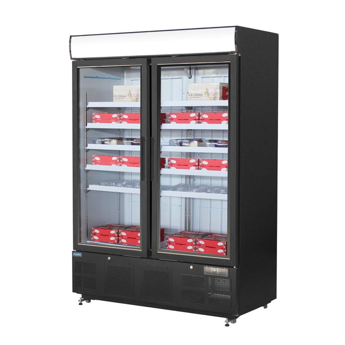 Vitrine réfrigérée négative avec caisson lumineux Série G 920 L noire - Polar