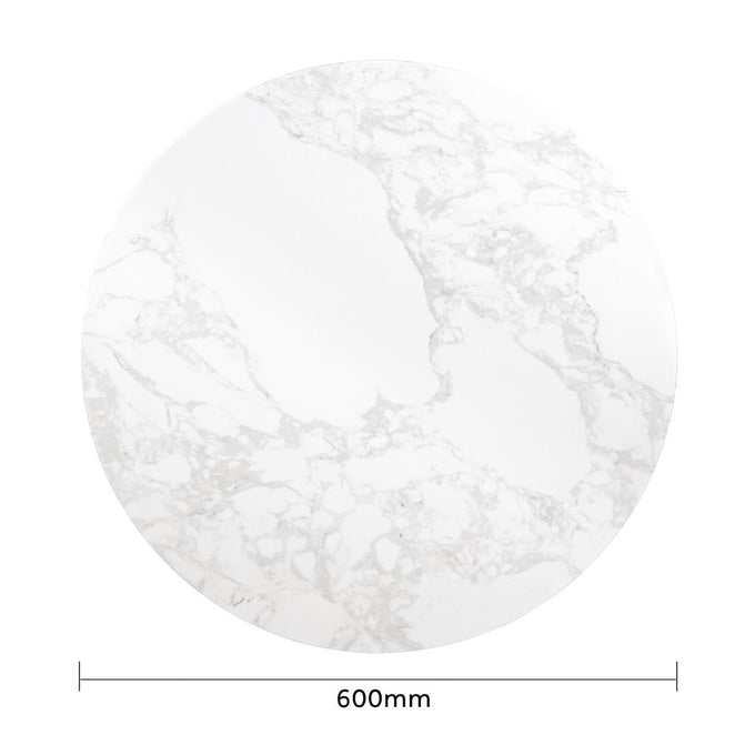 Plateau de table rond effet marbre blanc 600 mm - Bolero