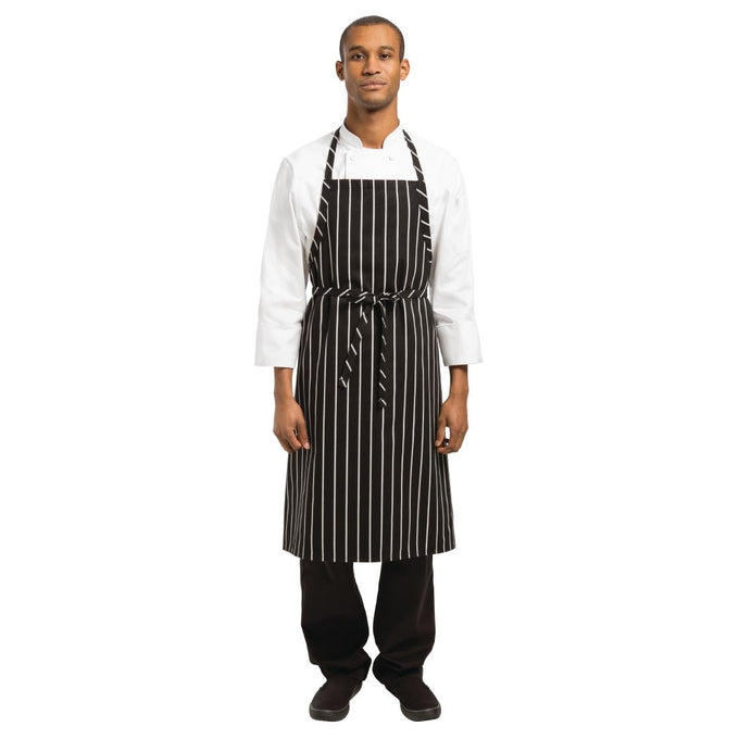 Tablier bavette tissé Premium rayures noires et blanches - Chef Works
