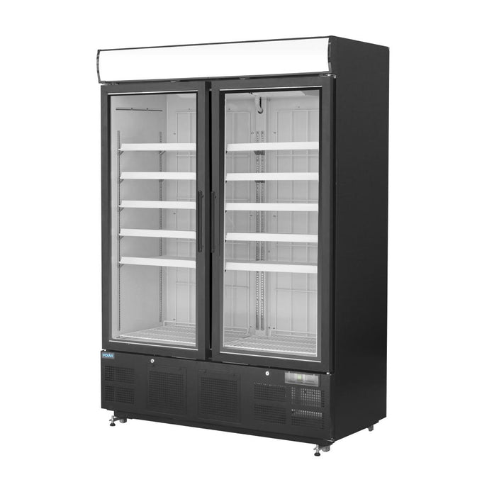 Vitrine réfrigérée négative avec caisson lumineux Série G 920 L noire - Polar