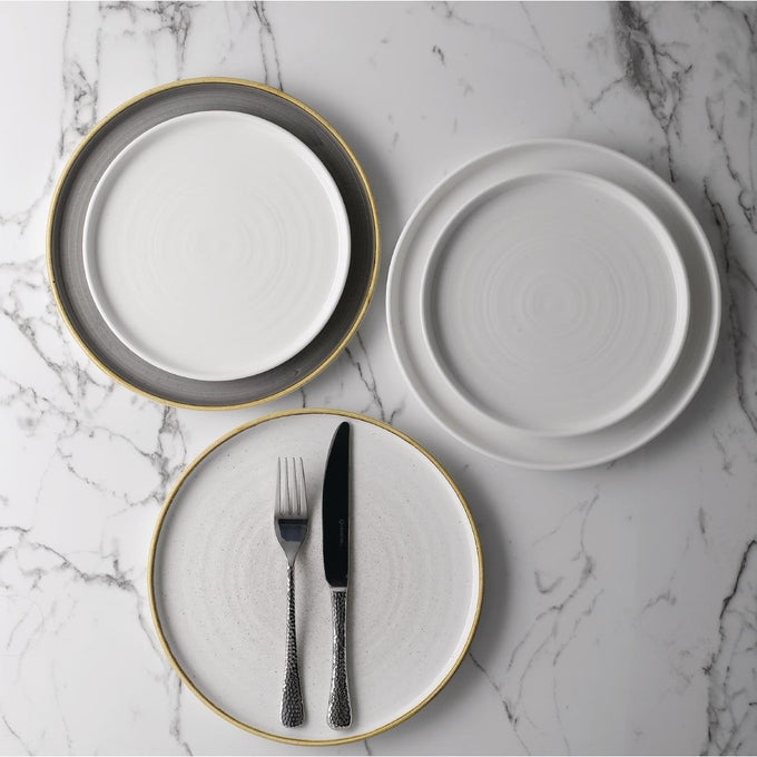 Assiettes avec rebord Stonecast Barley White 260 mm (lot de 6) - Churchill