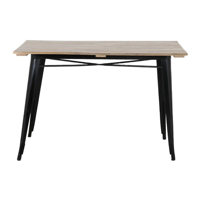 Table à manger à plateau à lattes en bois de manguier et piètement noir Bistro 1200 mm - Bolero