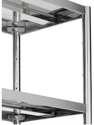 Rayonnage inox Eco 4 niveaux tube rond 35 mm - L 1400 x P 500 x H 1800 mm - Unninox