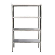 Rayonnage inox Eco 4 niveaux tube rond 35 mm - L 1200 x P 500 x H 1800 mm - Unninox