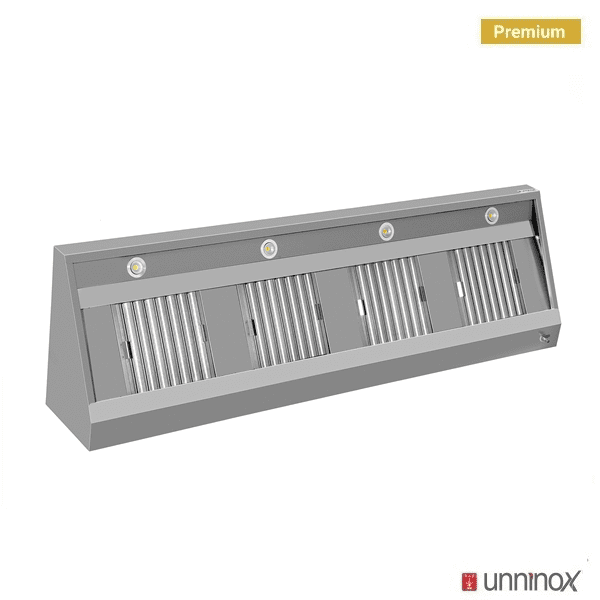 Hotte murale inox - L 2200 x P 700 x H 400 mm - Unninox
