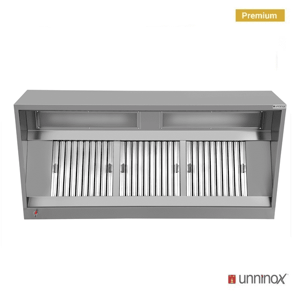 Hotte caisson inox soudée - L 2000 x P 1100 x H 450 mm - Unninox