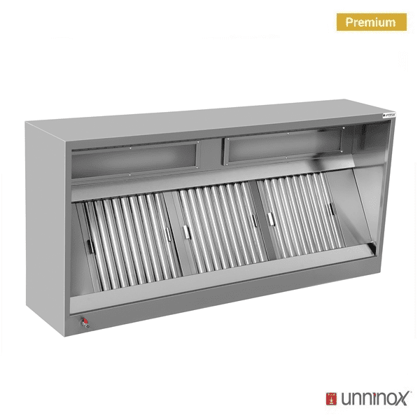 Hotte caisson inox soudée - L 3800 x P 1100 x H 450 mm - Unninox