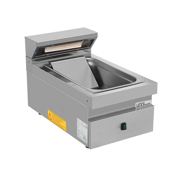 Chauffe-frites électrique à poser 1 x GN 1/1 - L 400 x P 700 x H 300 mm - 1 kW 230 V - Unninox