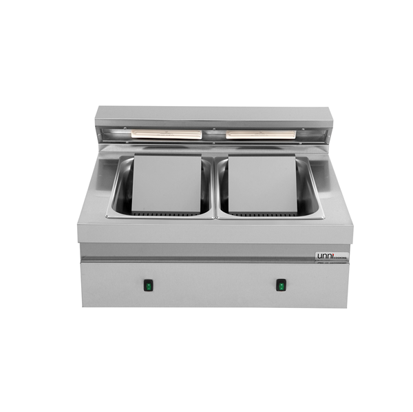 Chauffe-frites électrique à poser 2 x GN 1/1 - L 800 x P 700 x H 300 mm - 2 kW 230 V - Unninox