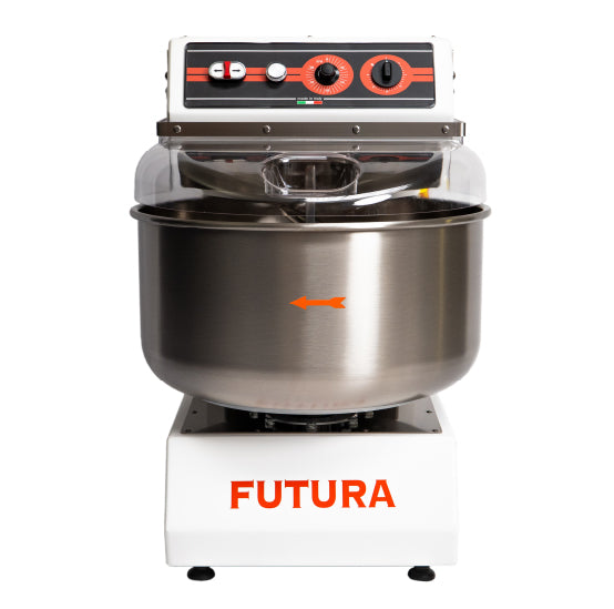 Pétrin à spirale - 40 kg - Variateur vitesse - Minuterie - Cuve inox - Blanc - Futura40 - Peb Machinery